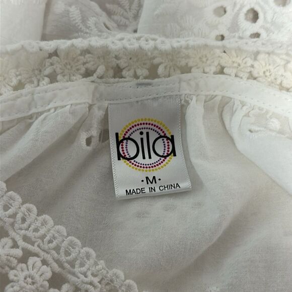 Bohemian cotton top  with bare shoulders Sz M  Cut-out detail - Picture 7 of 9